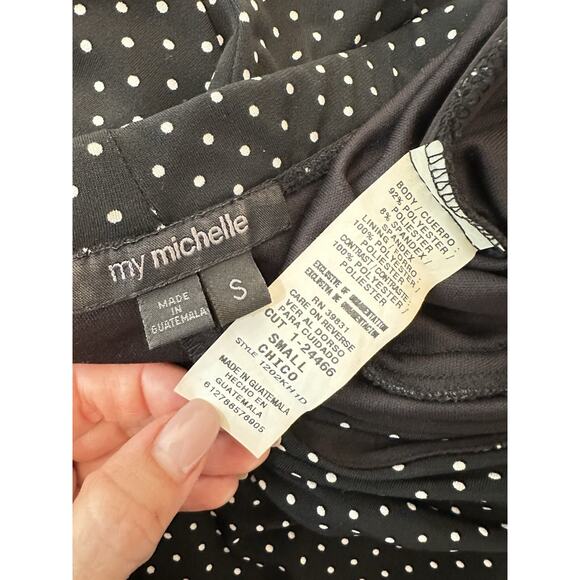 Y2K My Mitchel Halter Babydoll Dress Size S Polka Dot Pinup Coquette Rhinestone - Picture 7 of 11